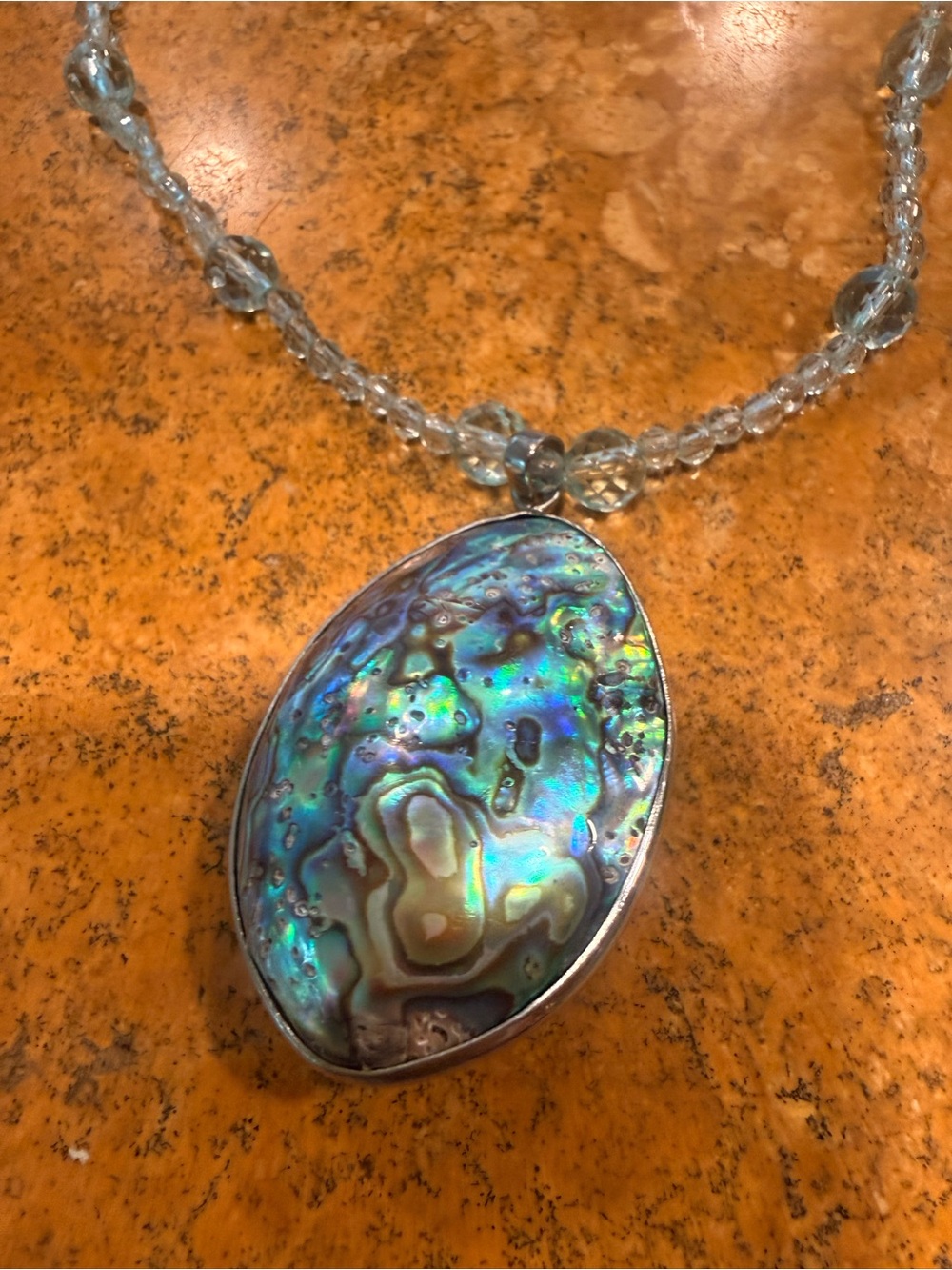 Source Unknown Iridescent Abalone Pendant Necklace - Blue Green Violet